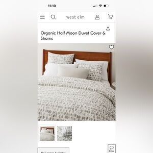 West Elm Queen duvet set with matching pillow shams. 100% organic cotton